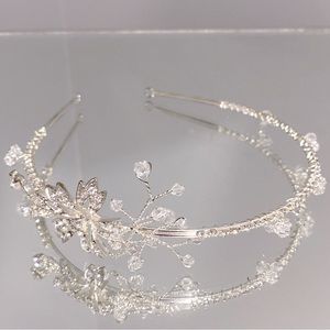 Silver Tiara Headband Floral Hairband Headpiece Wedding Victorian Hairband